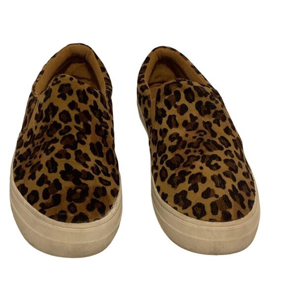 La Shella Leopard Print Low Top Sneakers Slip On Round Toe Size 7.5 Retro Vibes - Picture 2 of 9